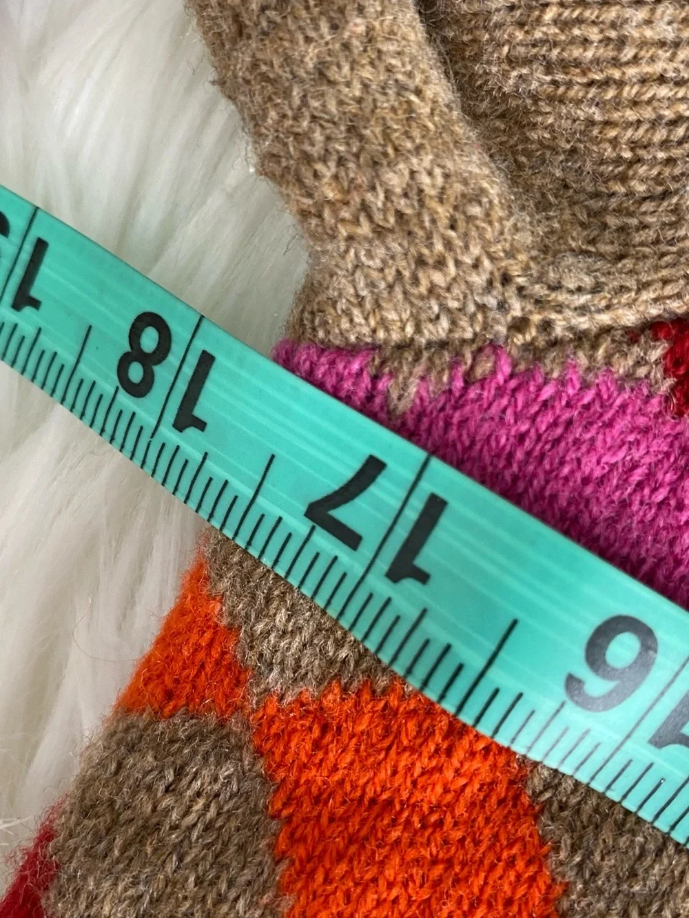 💯Lambs Wool J. Crew Tan Sweater with Pink and Orange Argyle Front